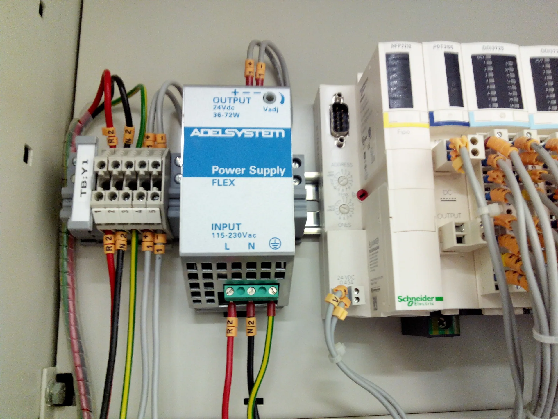 Schneider Electric PLC and energy management panel interior, Al Bahr Towers, Abu Dhabi