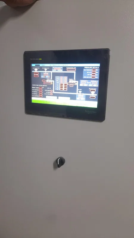 Irrigation pump station SCADA graphic on the panel HMI at handover