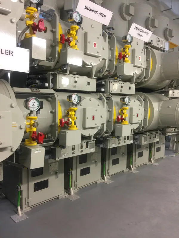 GIS switchgear at a TAQA Transmission (TRANSCO) grid station, Abu Dhabi